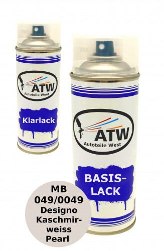 Autolack für Mercedes Benz 049 / 0049 Designo Kaschmirweiss Pearl +400ml Klarlack Set